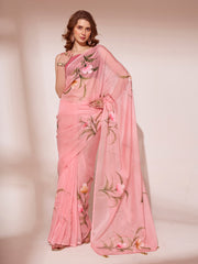 Nakshatra Rose Pink Printed saree