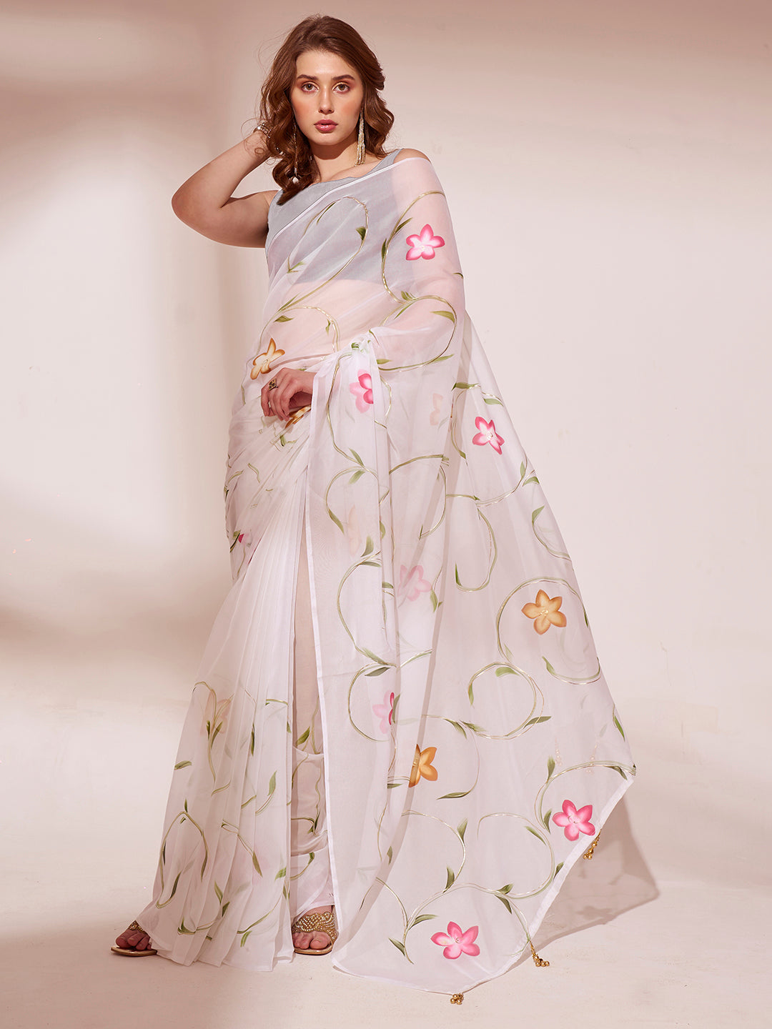 Nakshatra Off White Printed saree