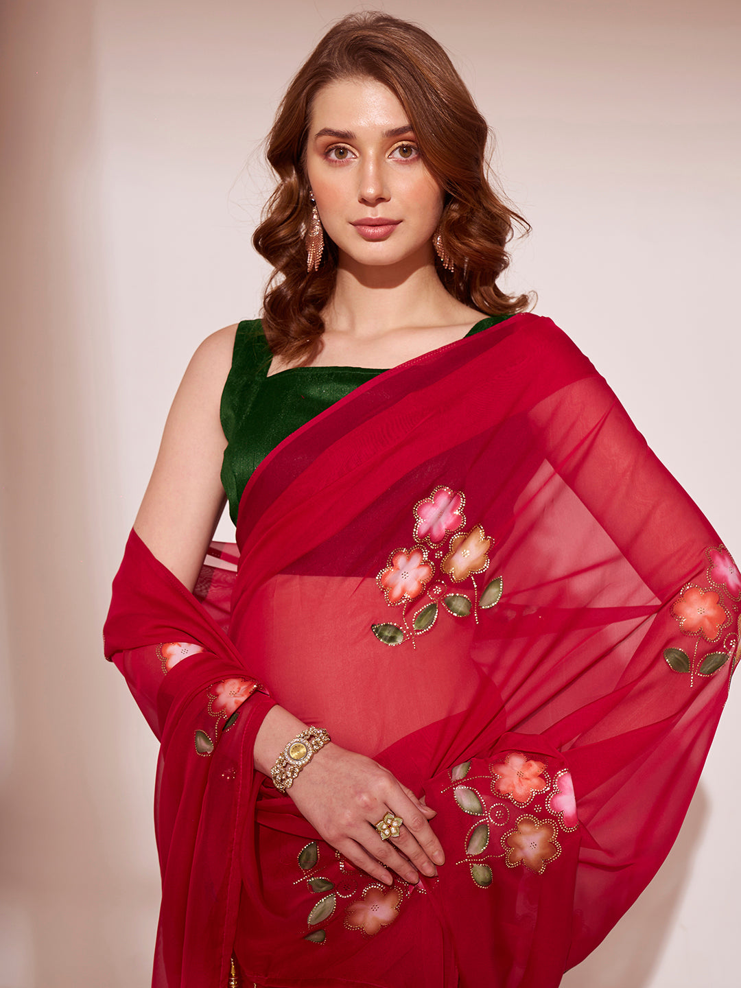 Nakshatra Red Printed saree