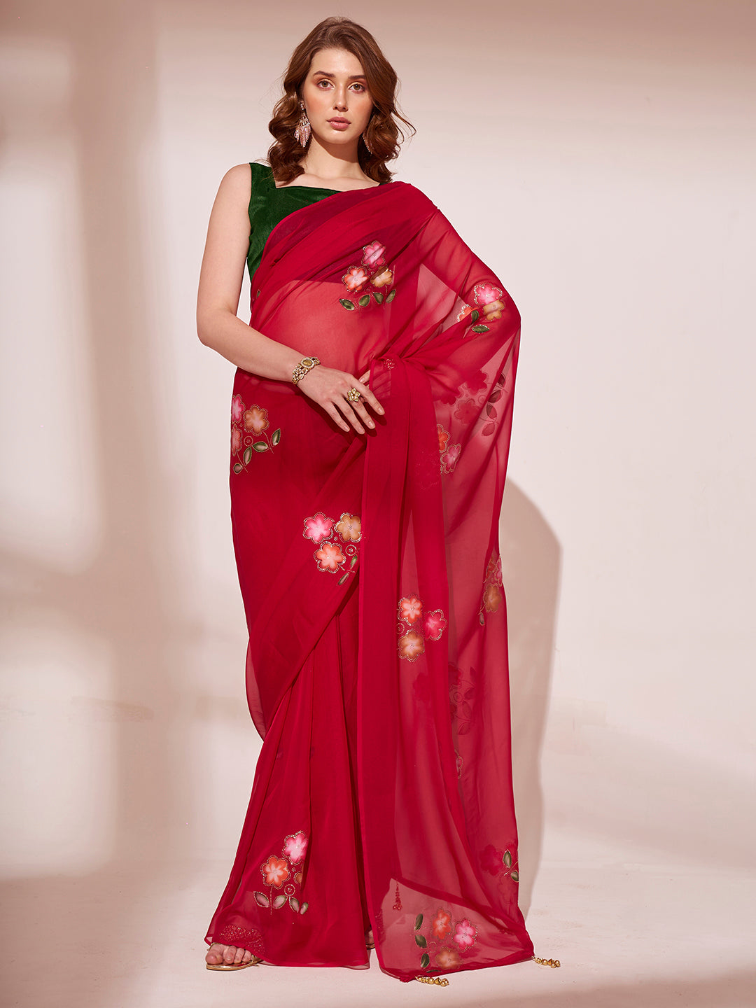 Nakshatra Red Printed saree