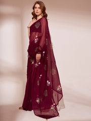 Nakshatra Maroon Printed saree