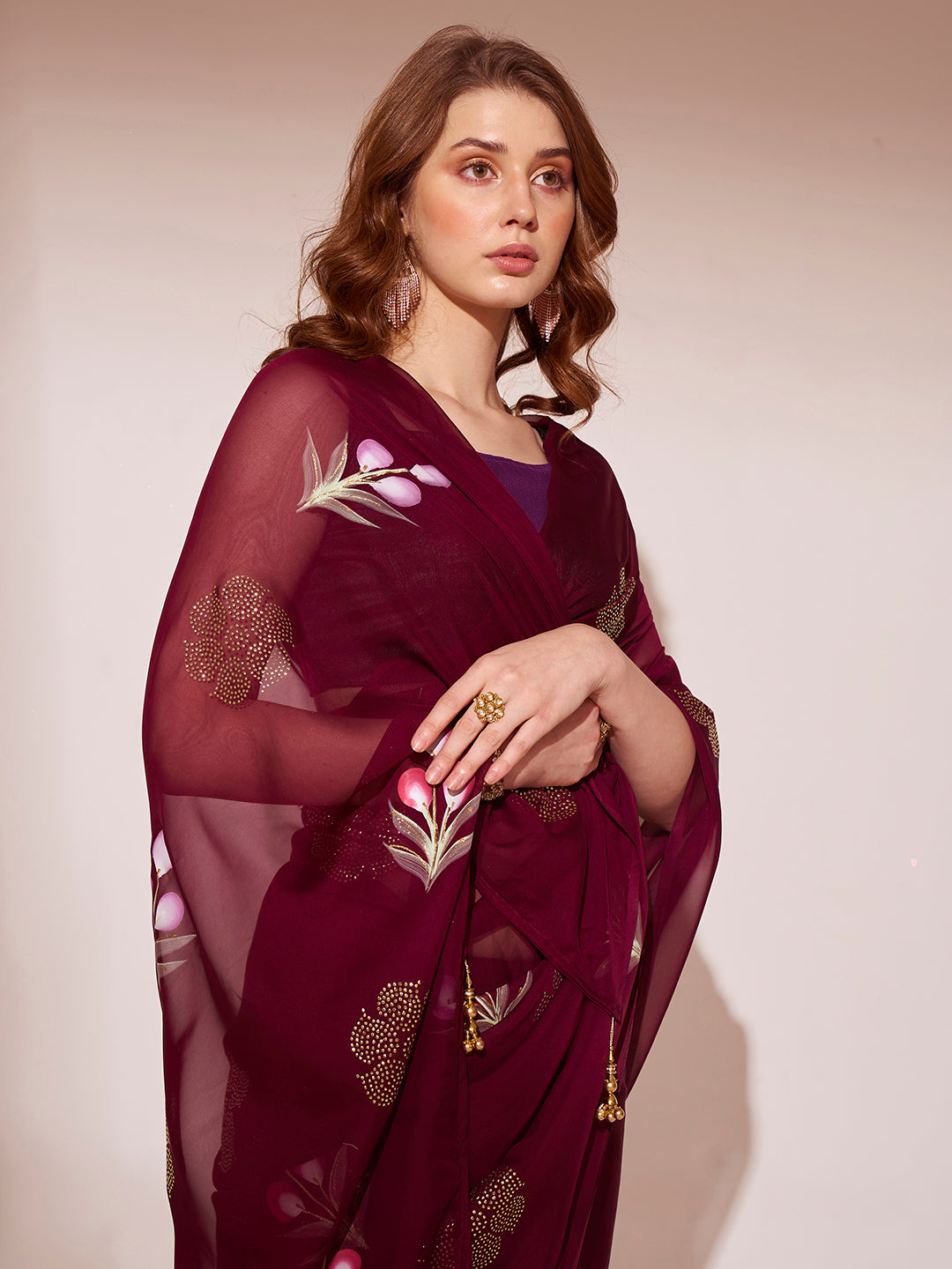 Nakshatra Maroon Printed saree