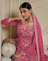 Nakshatra  Pretty Pink Party wear Sharara suit