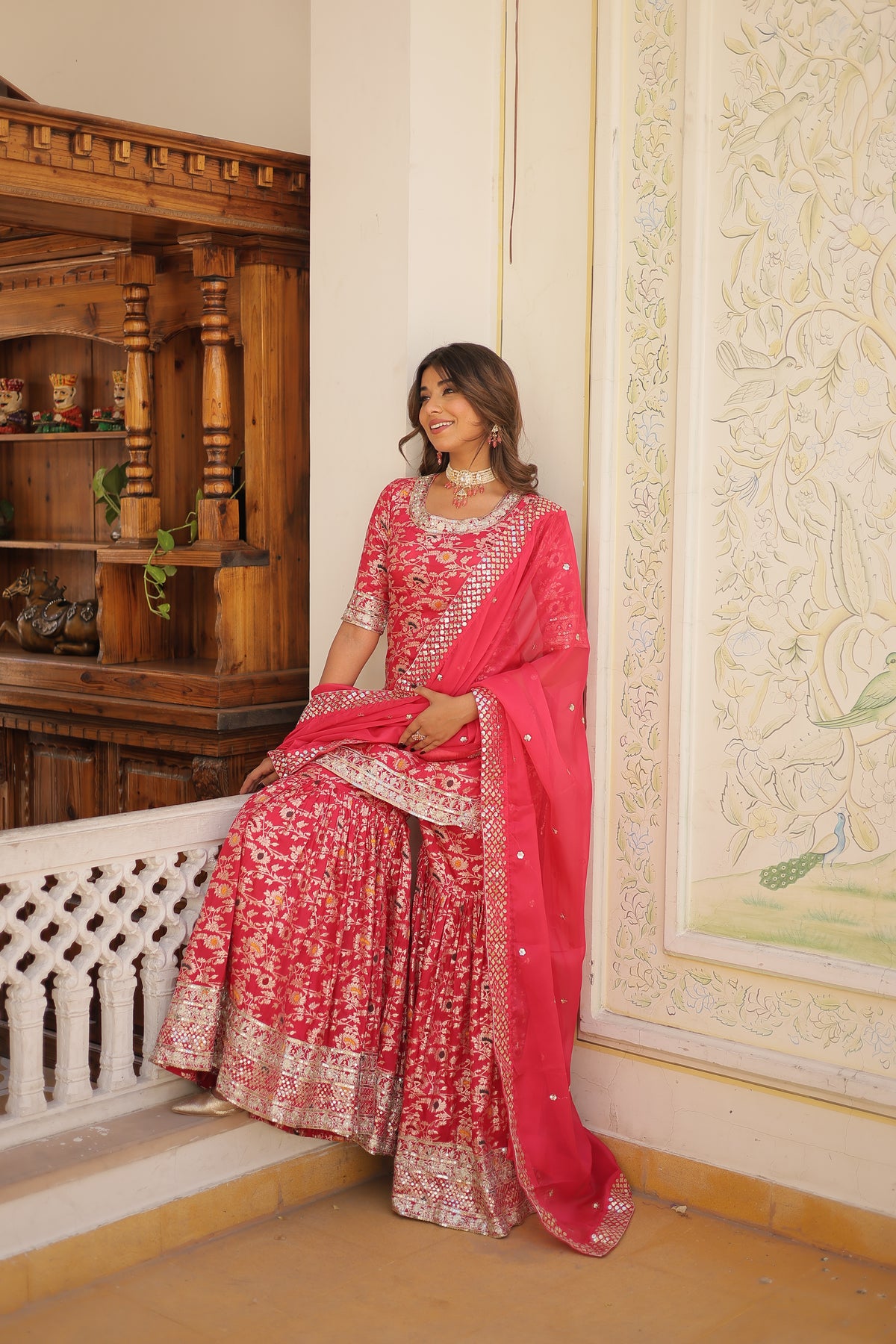 Nakshatra Readymade Pink Gharara suit