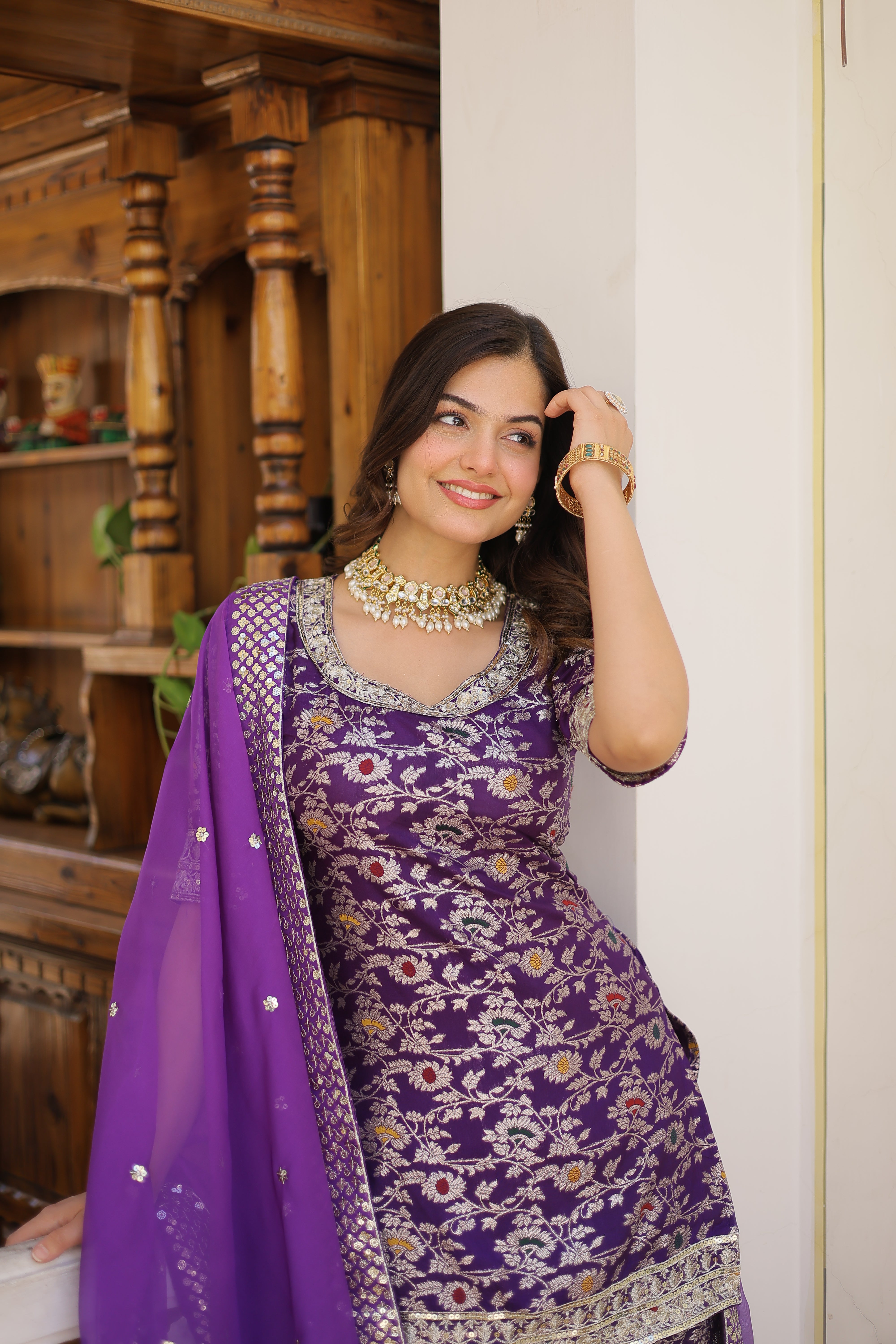 Nakshatra Readymade Purple Gharara suit