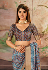Nakshatra  Designer Digital Print Blue saree