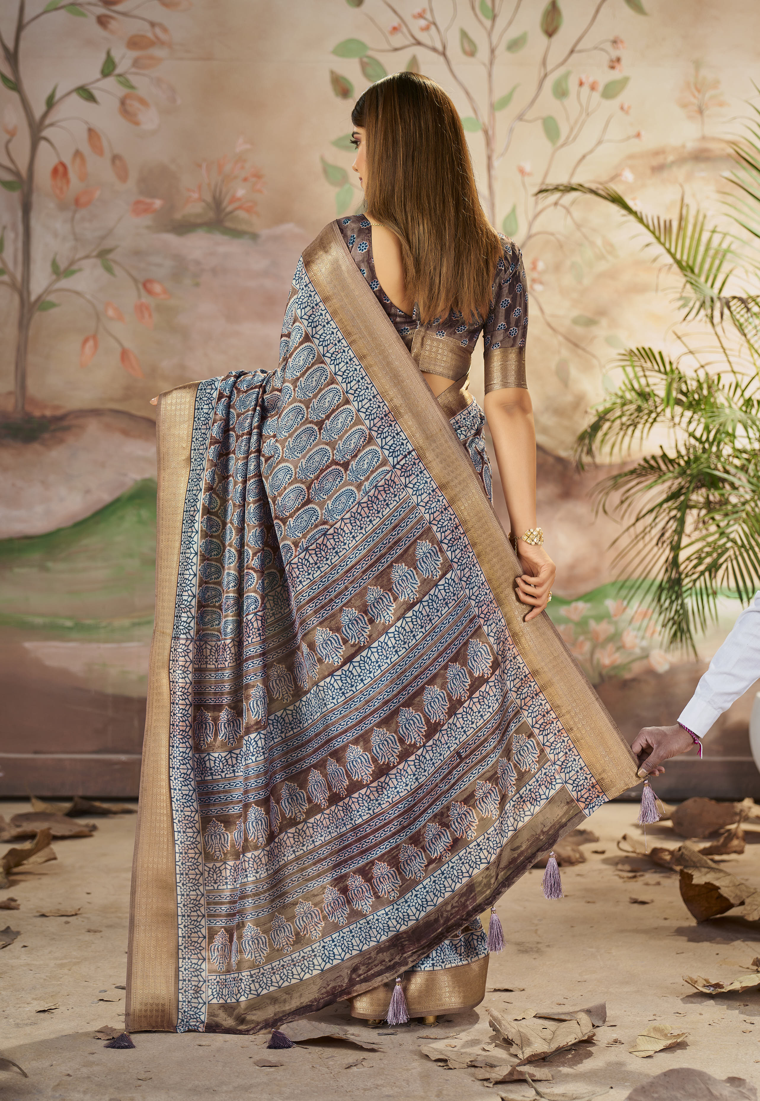 Nakshatra  Designer Digital Print Blue saree