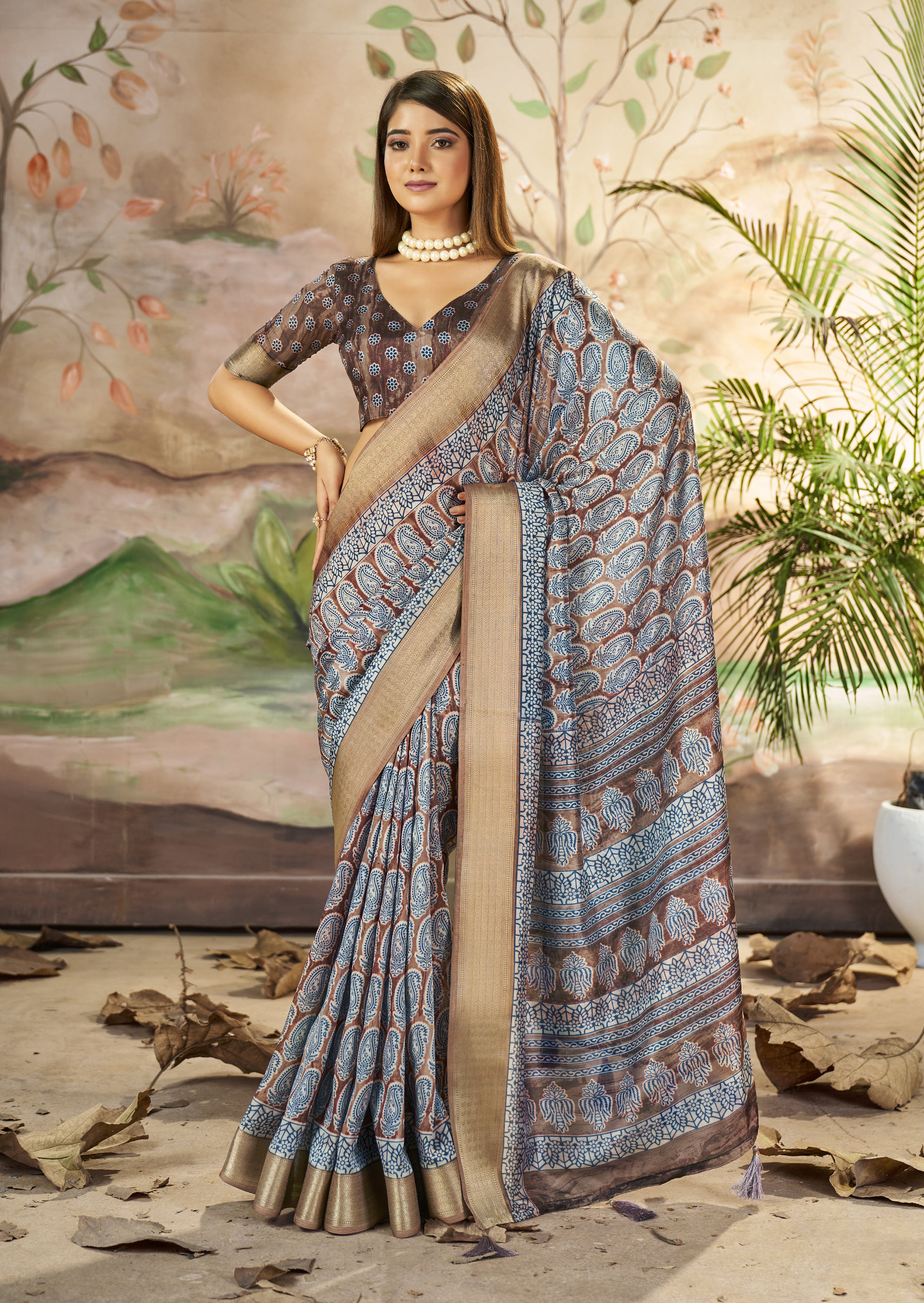 Nakshatra  Designer Digital Print Blue saree