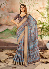 Nakshatra  Designer Digital Print Blue saree