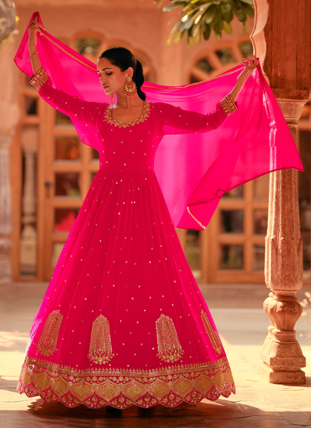 Nakshatra Pink Georgette Anarkali suit