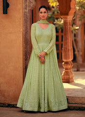 Nakshatra Pista Green Georgette Anarkali suit