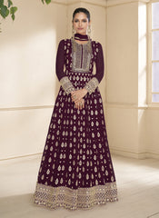 Nakshatra Wine Georgette Anarkali suit