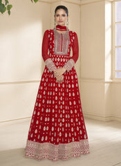 Nakshatra Bright Red  Georgette Anarkali suit