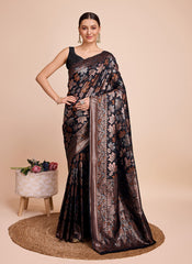 Nakshatra Black Handloom silk  saree
