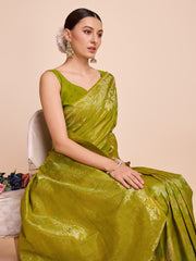 Nakshatra Lime green Handloom silk  saree