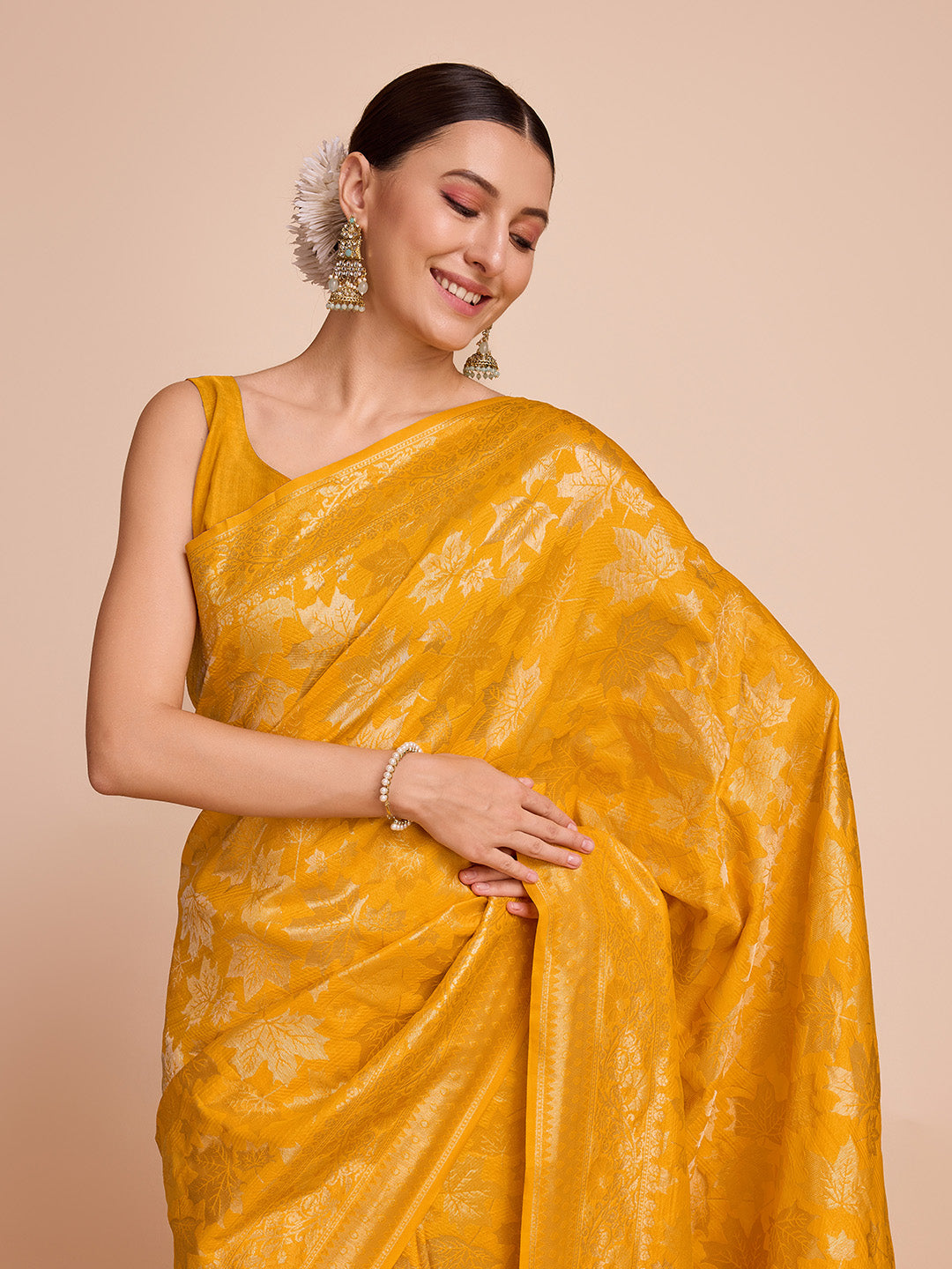 Nakshatra Mustard Handloom silk  saree