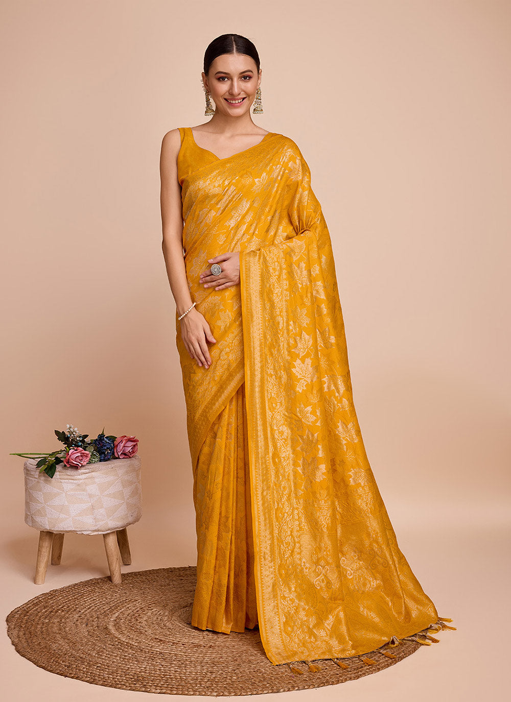 Nakshatra Mustard Handloom silk  saree