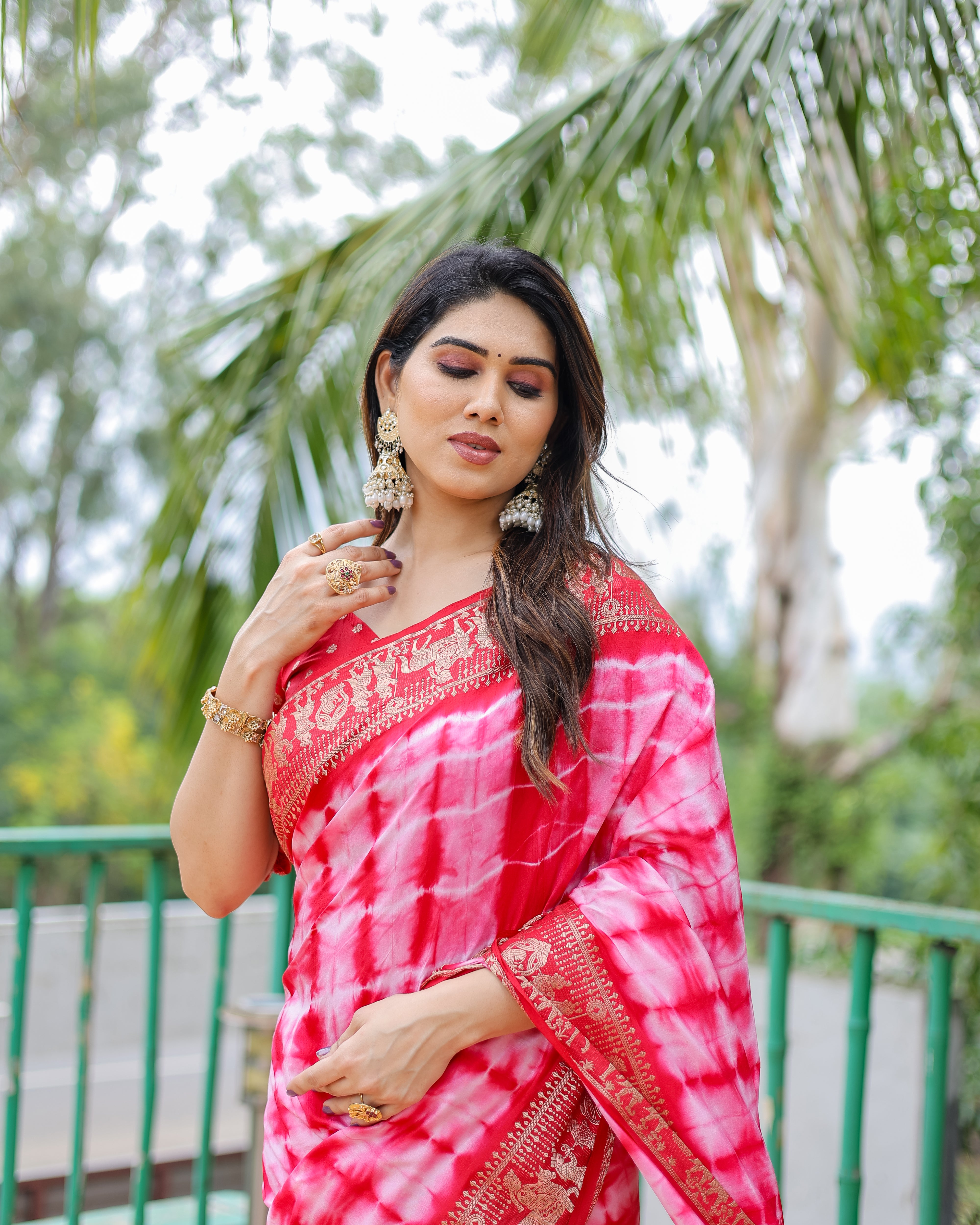 Nakshatra Pink Sibori Print Designer saree