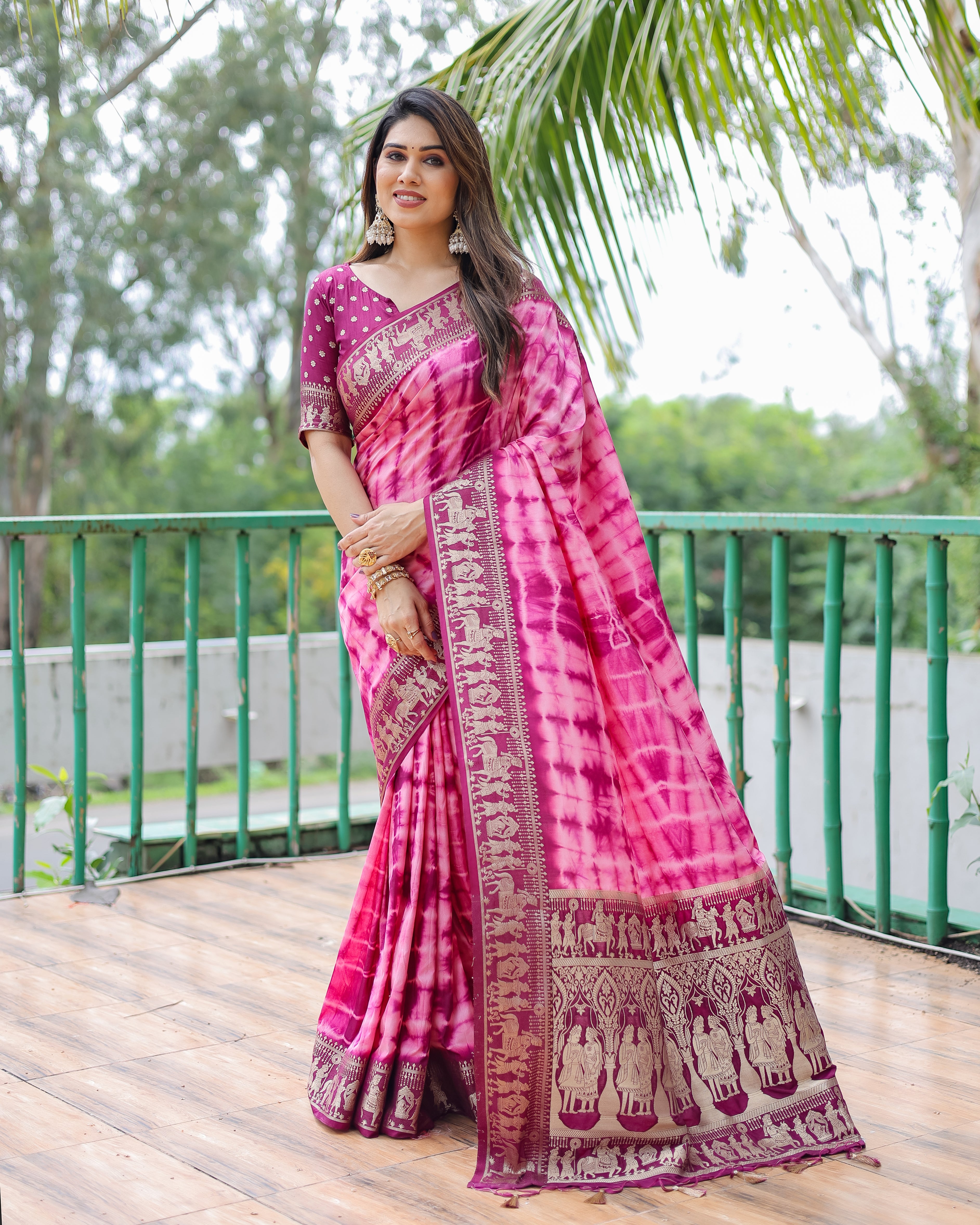 Nakshatra Purple Sibori Print Designer saree
