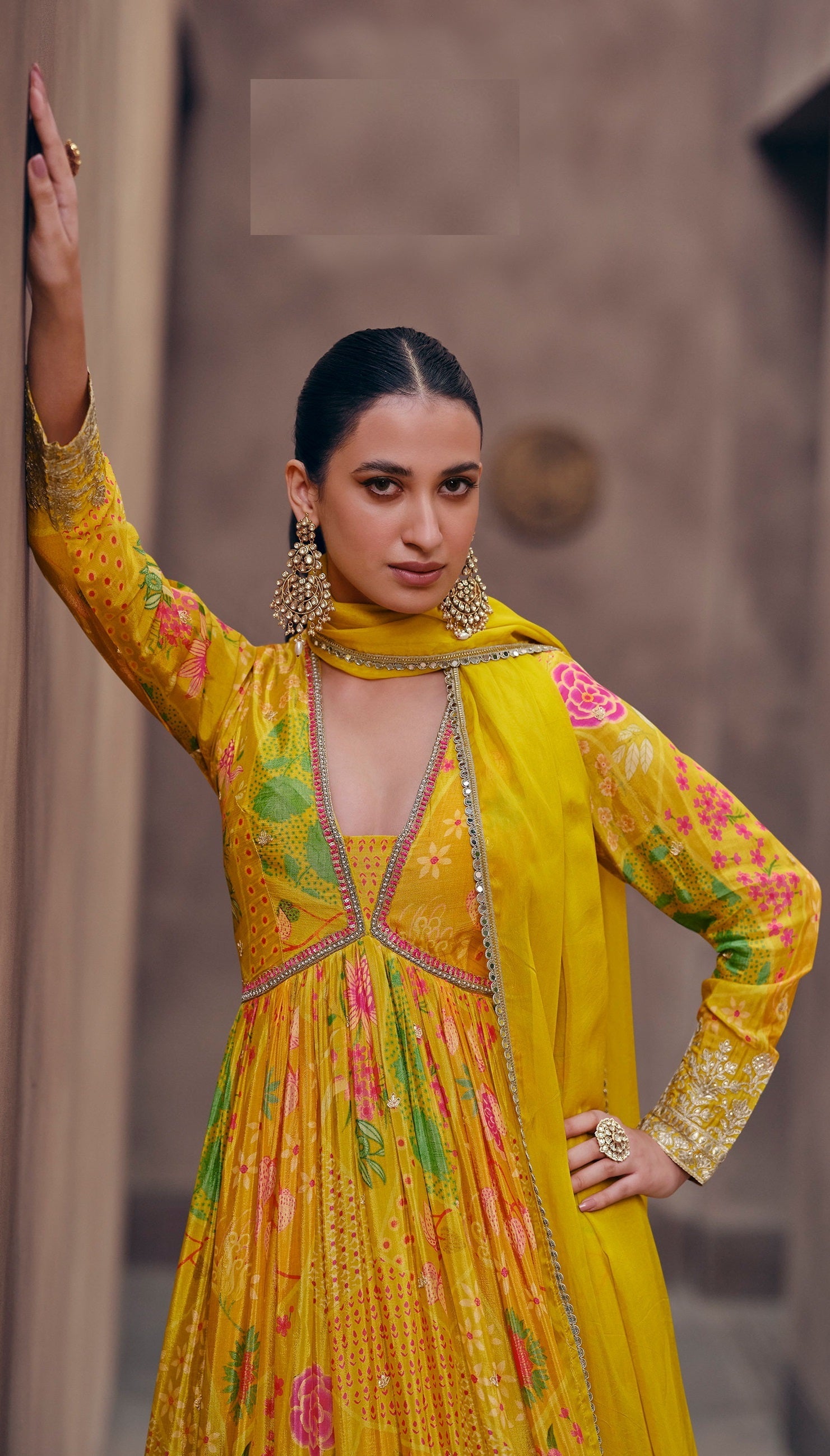 Nakshatra  Yellow Party Wear Anarkali suit.
