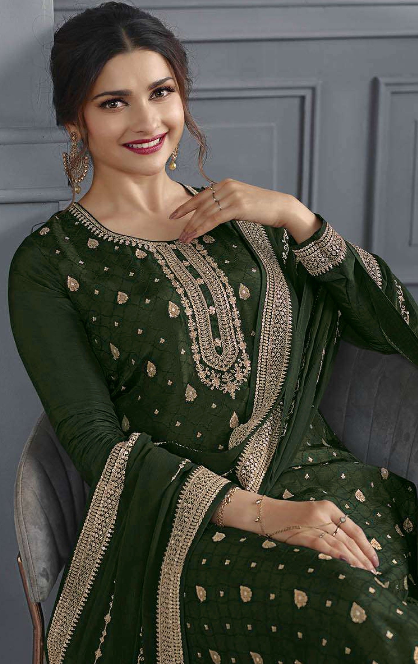 Nakshatra Green Party wear Salwar Suit