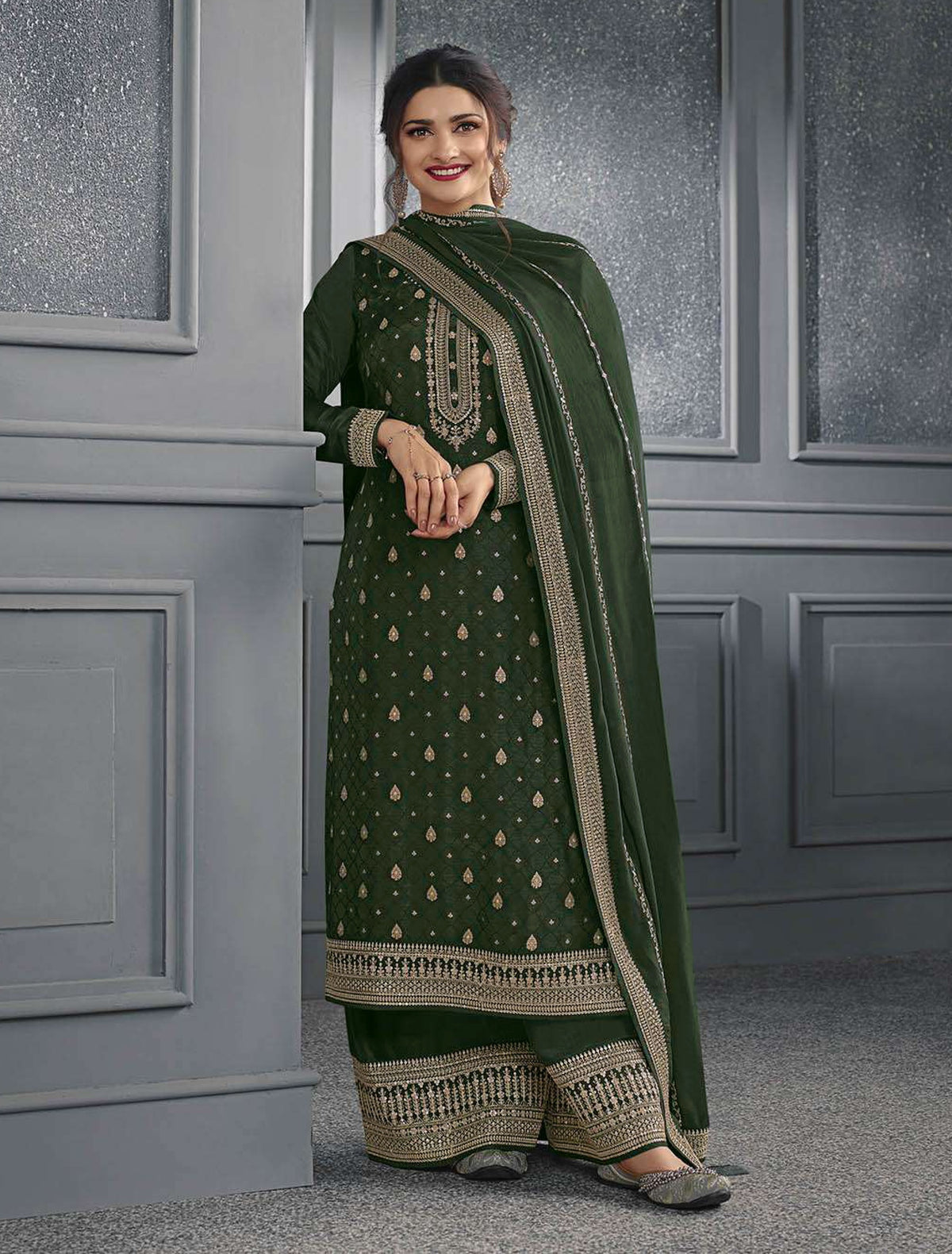 Nakshatra Green Party wear Salwar Suit