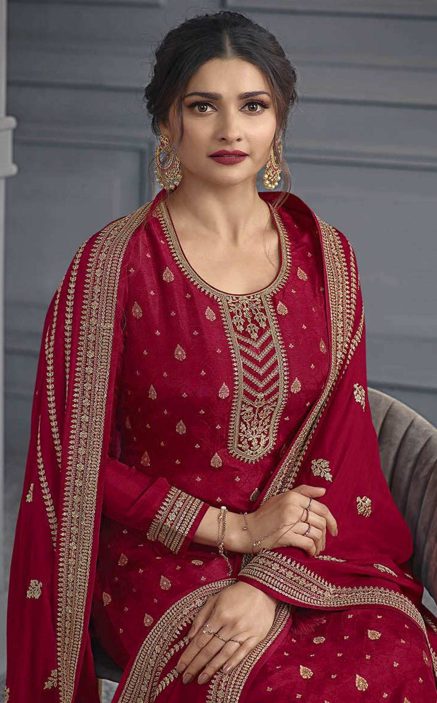 Nakshatra Red Party wear Salwar Suit