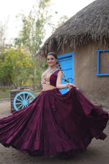 Nakshatra Wonderful Wine Navratri Lehenga.