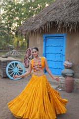 Nakshatra Youthful Yellow Navratri Lehenga