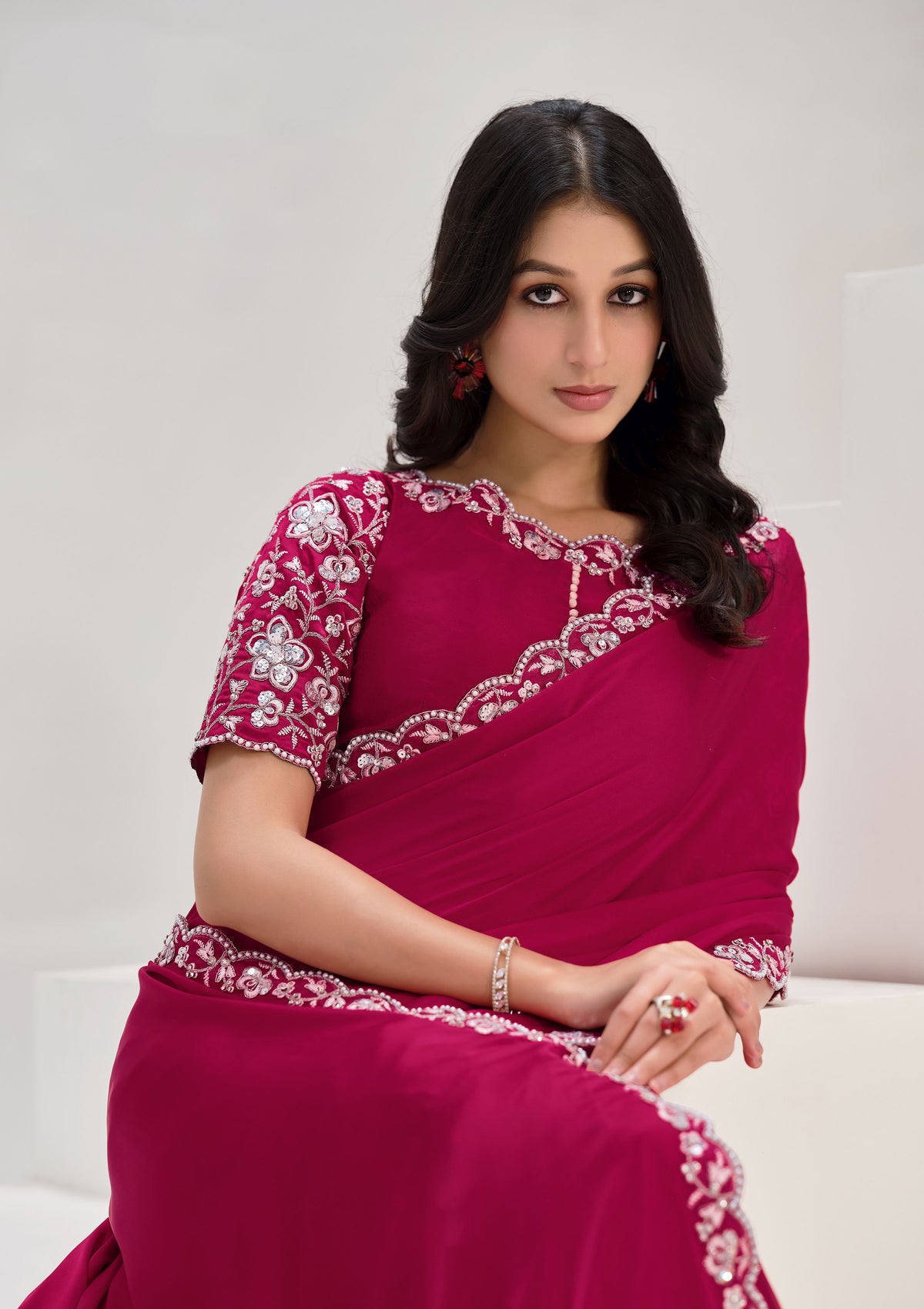 Nakshatra Pink Silk Saree