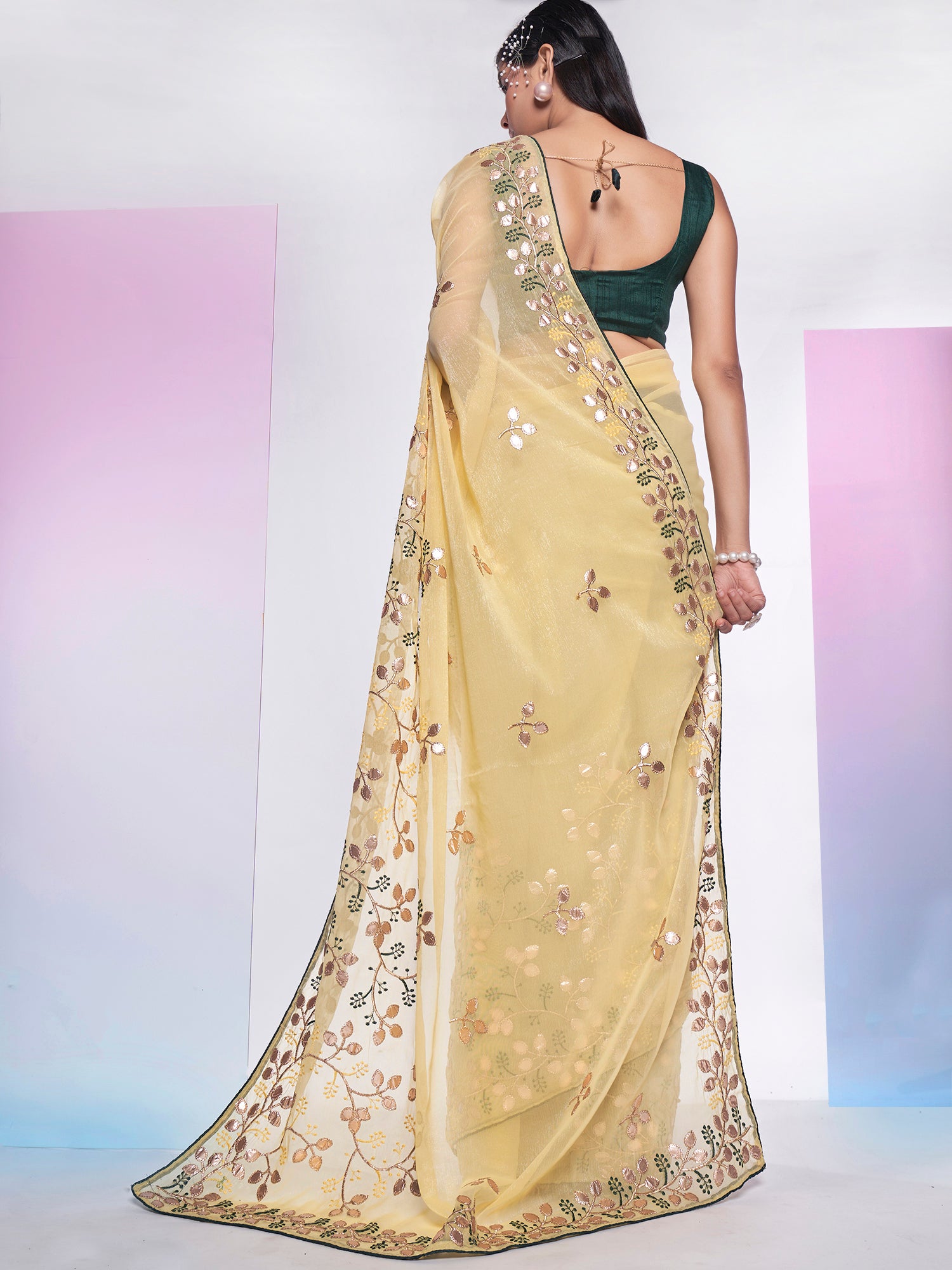 Nakshatra Yellow Embroidery Saree