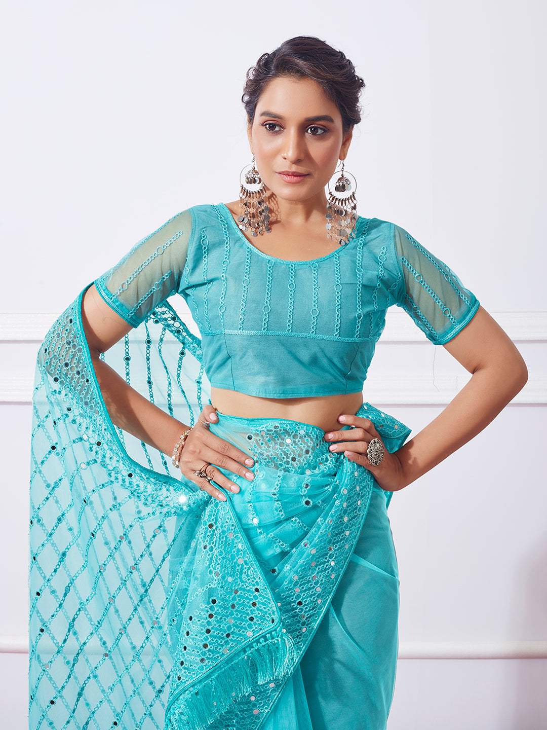 Nakshatra Blue Embroidery Saree