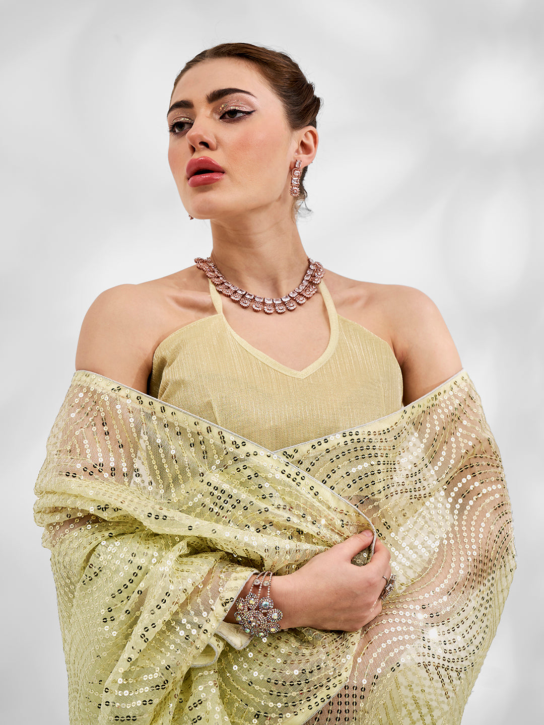 Nakshatra Lime Embroidery Saree