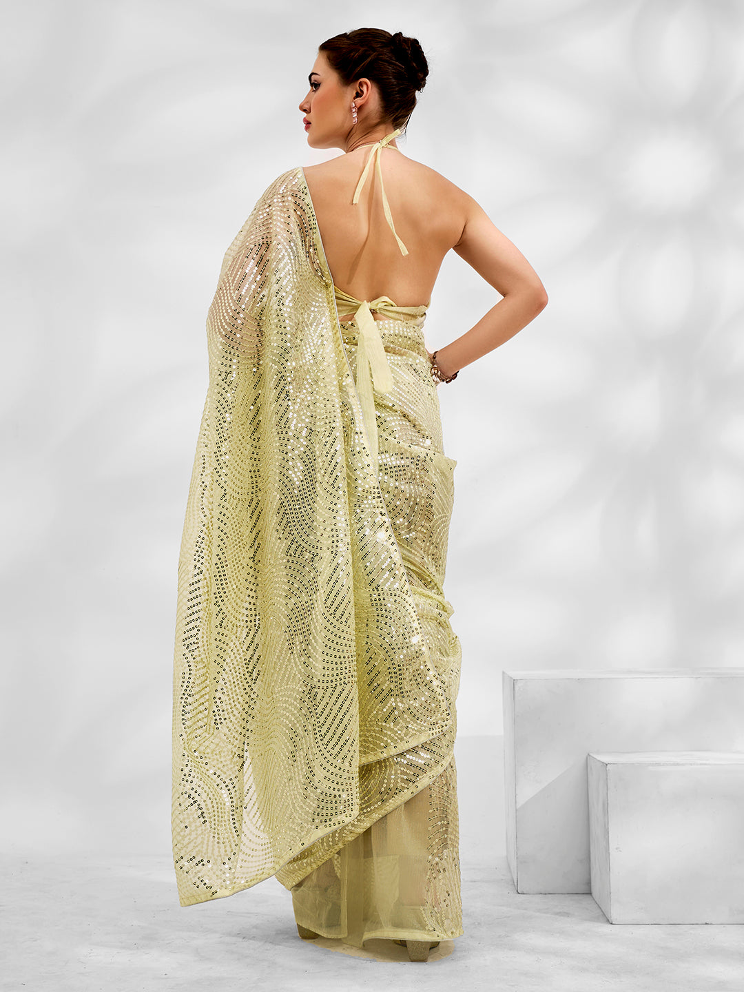 Nakshatra Lime Embroidery Saree