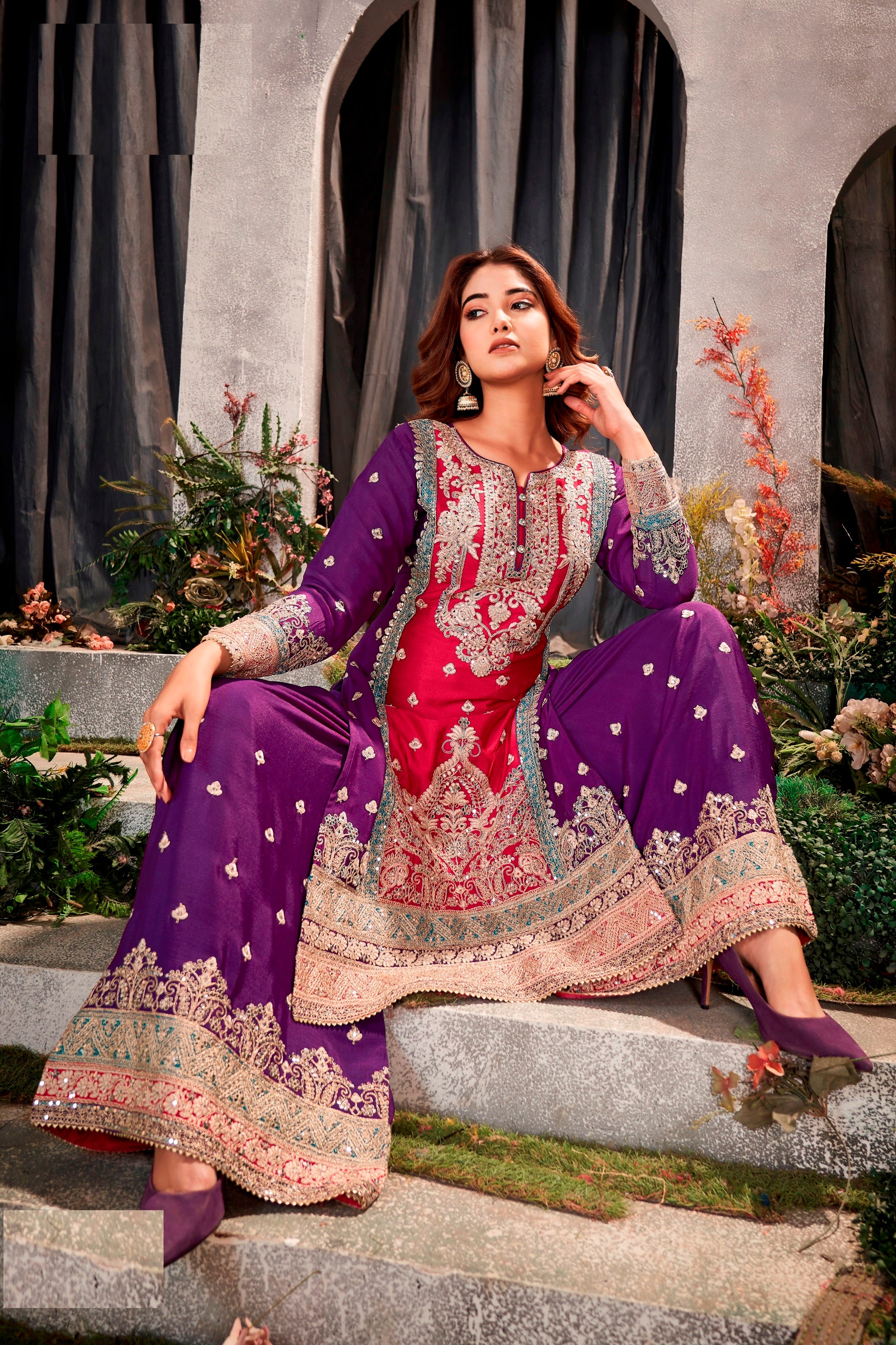 Nakshatra Pink - Purple Party wear Pakistani salwar suit