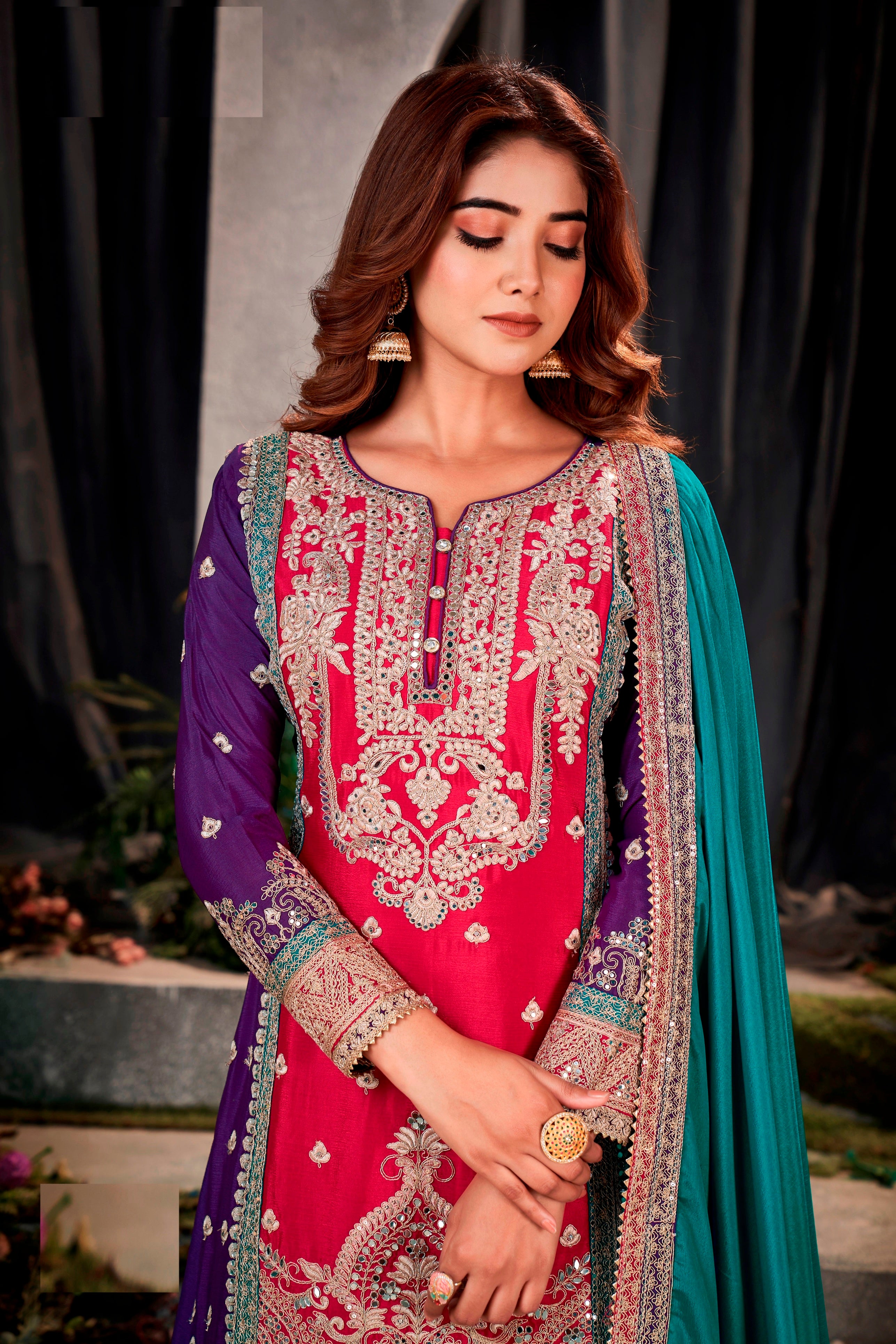 Nakshatra Pink - Purple Party wear Pakistani salwar suit