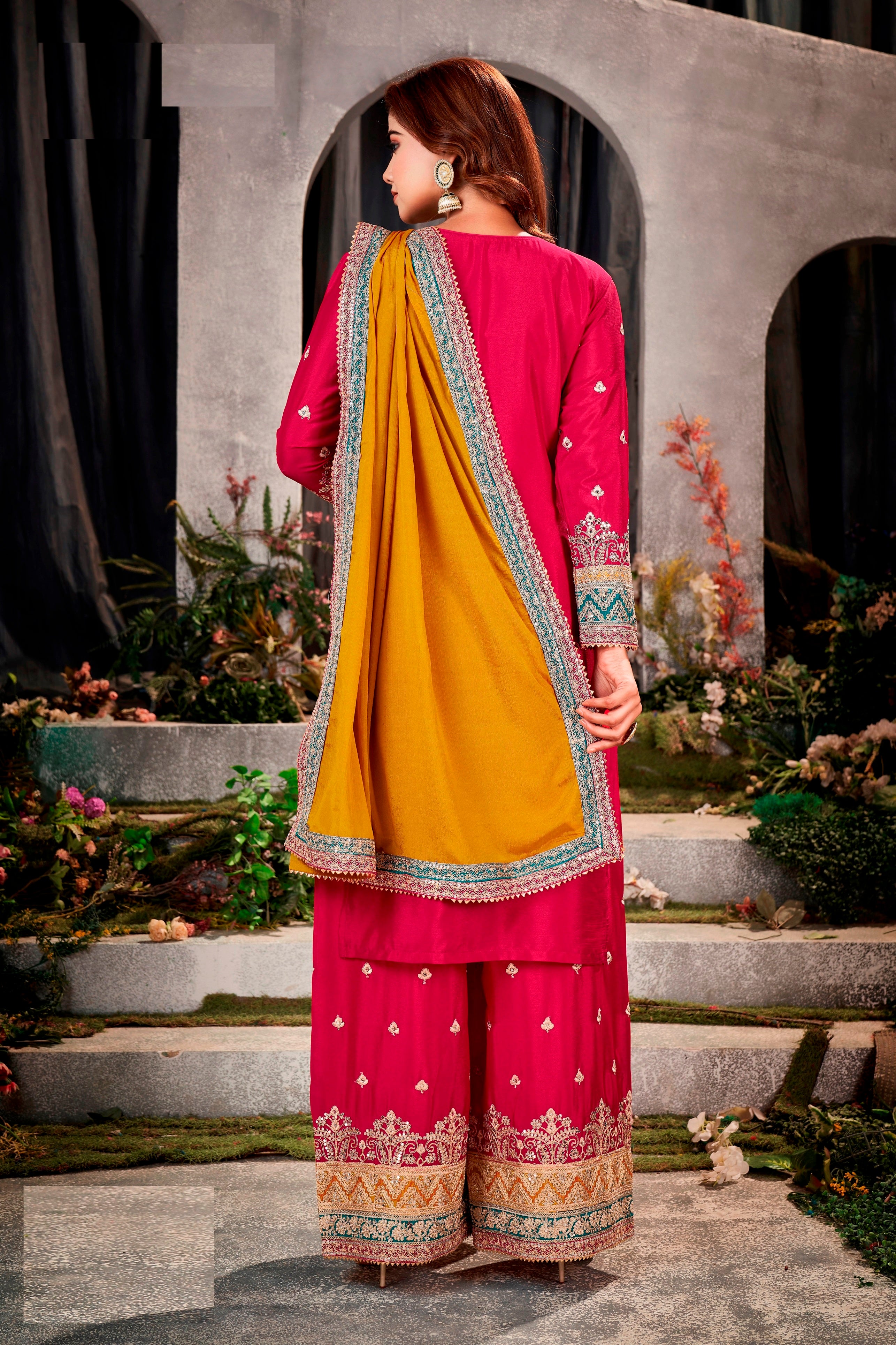 Nakshatra Green- Red Party wear Pakistani salwar suit