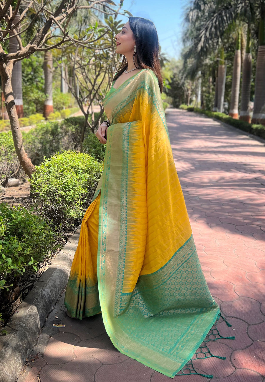 Nakshatra Yellow Soft Silk Saree