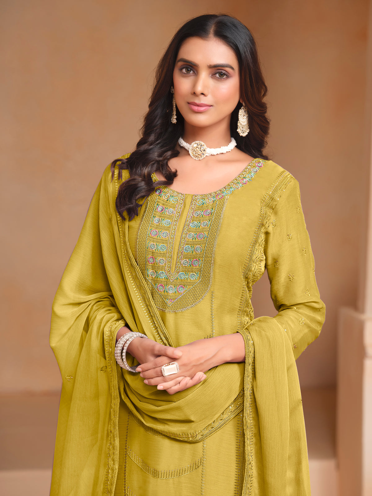 Nakshatra Yellow Embroided Organza Suit