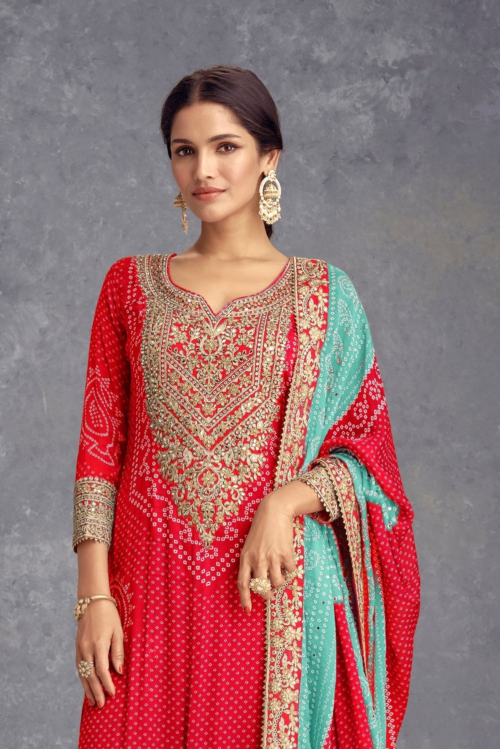 Nakshatra Red Colored Party wear suit