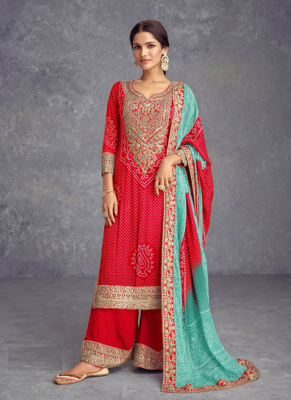 Nakshatra Red Colored Party wear suit