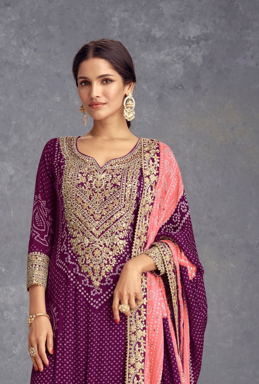 Nakshatra Wine Colored Party wear suit