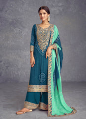 Nakshatra Teal Colored Party wear suit