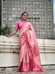 Nakshatra  Light Pink Tissue Silk Saree