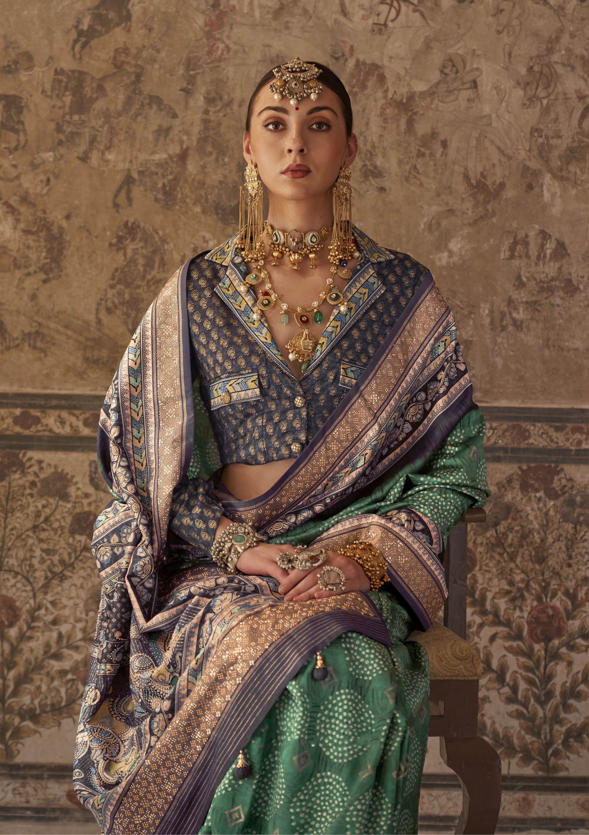 Nakshatra Royal Green Viscose Silk saree