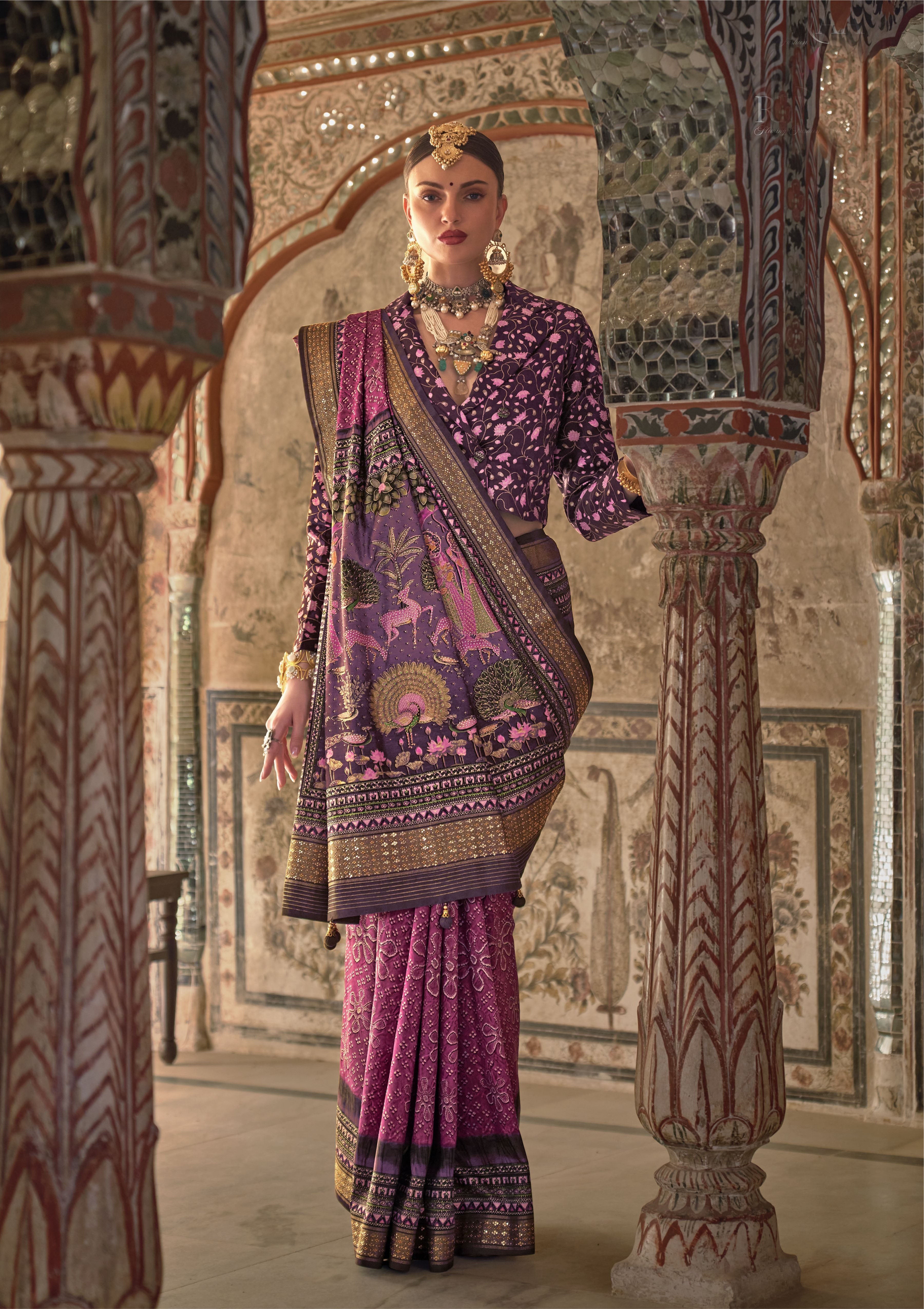 Nakshatra Royal Pink Viscose Silk saree