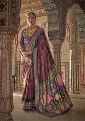 Nakshatra Royal Wine Viscose Silk saree