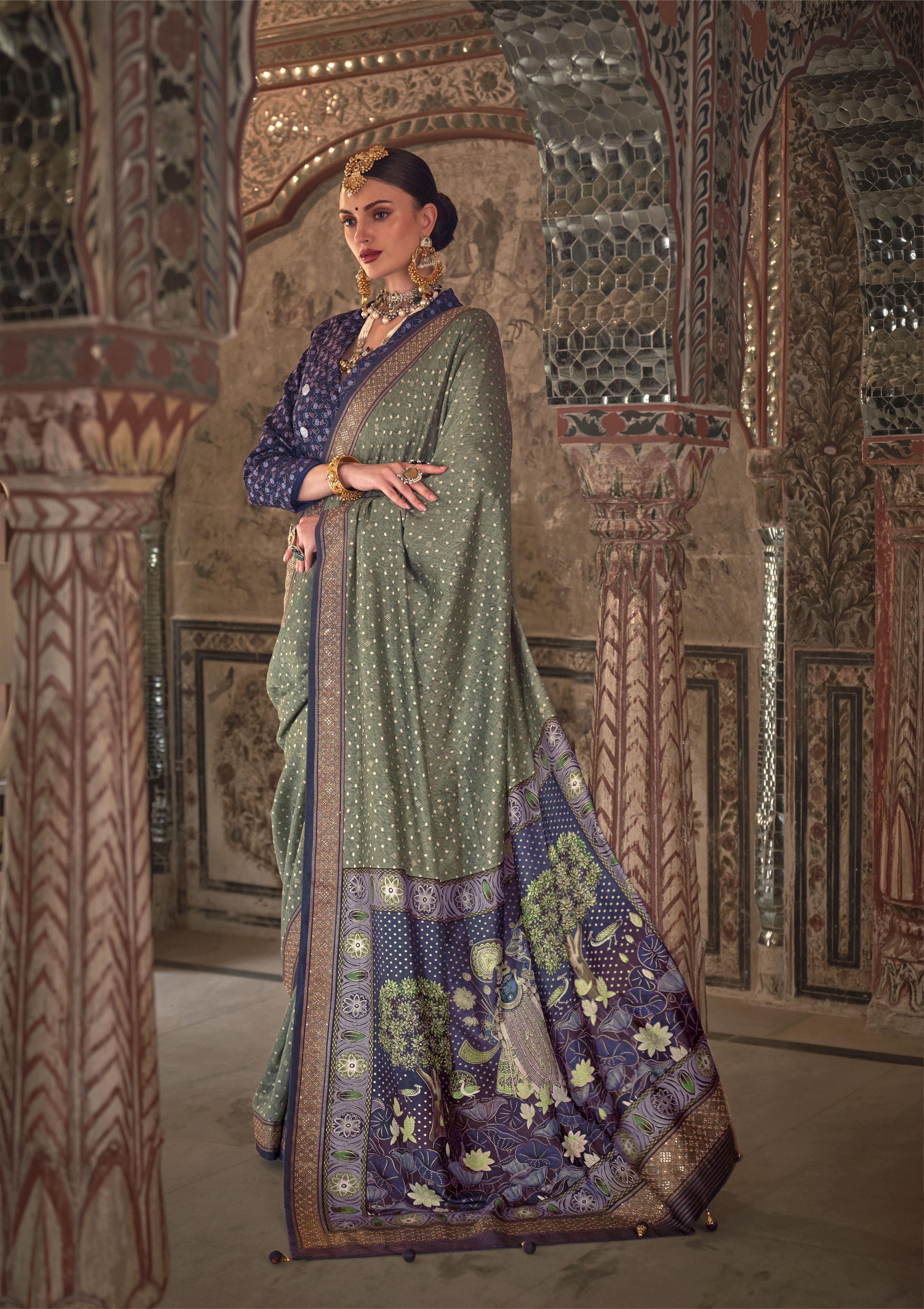 Nakshatra Royal Grey Viscose Silk saree