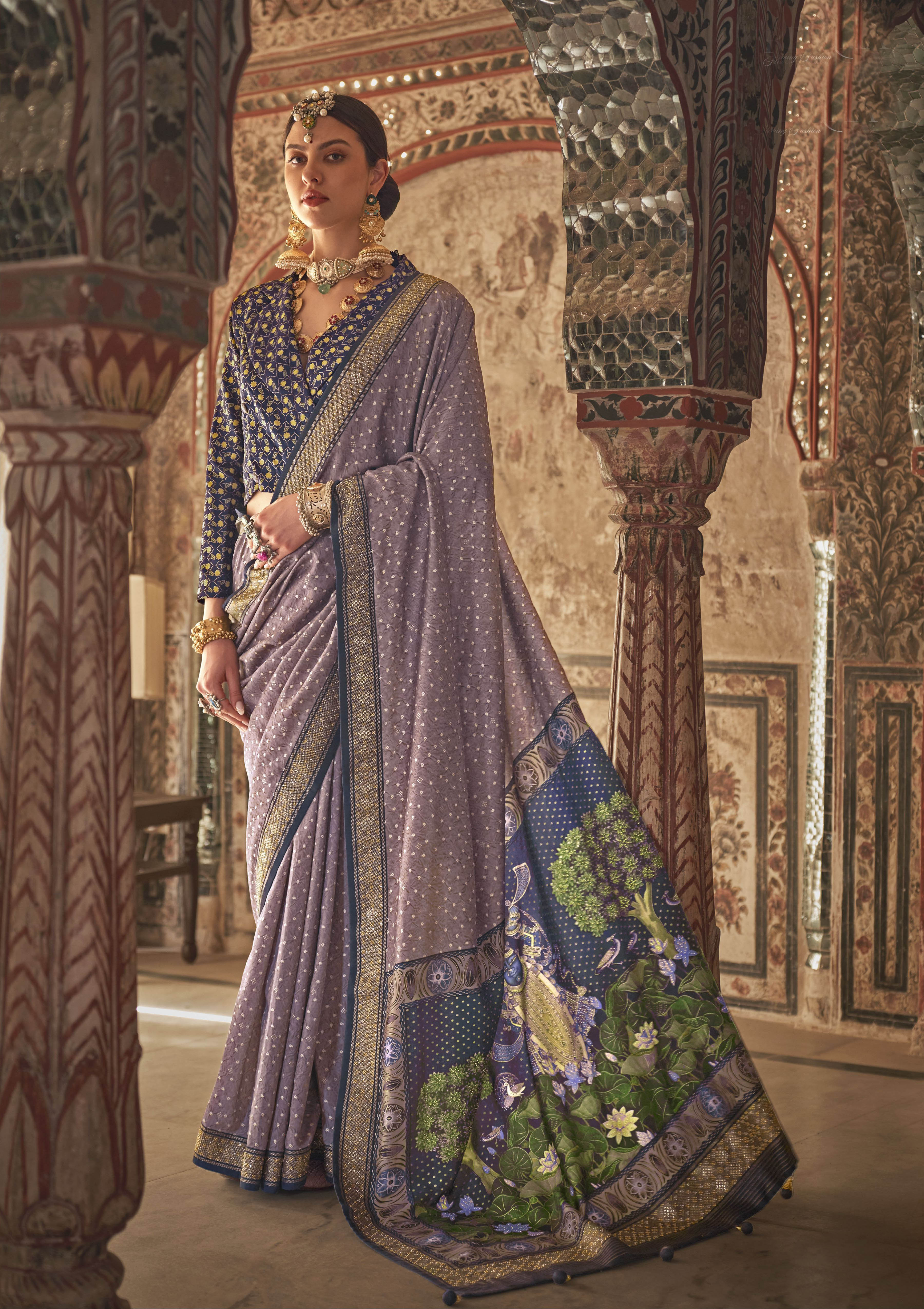 Nakshatra Royal Purple Viscose Silk saree