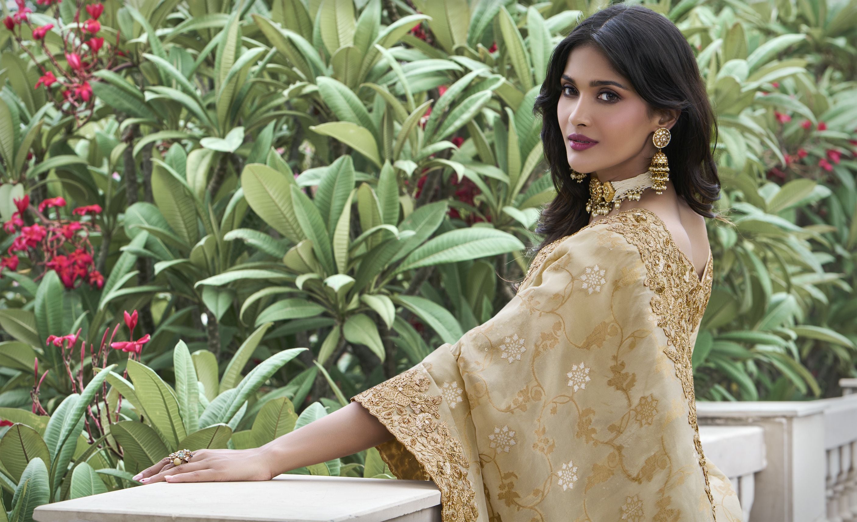 Nakshatra Beige Wedding Wear Saree